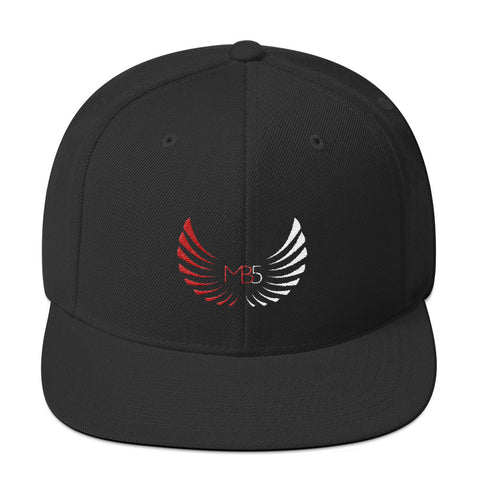 MB5 Logo Embroidered Snapback Baseball Cap - Black/Red/White